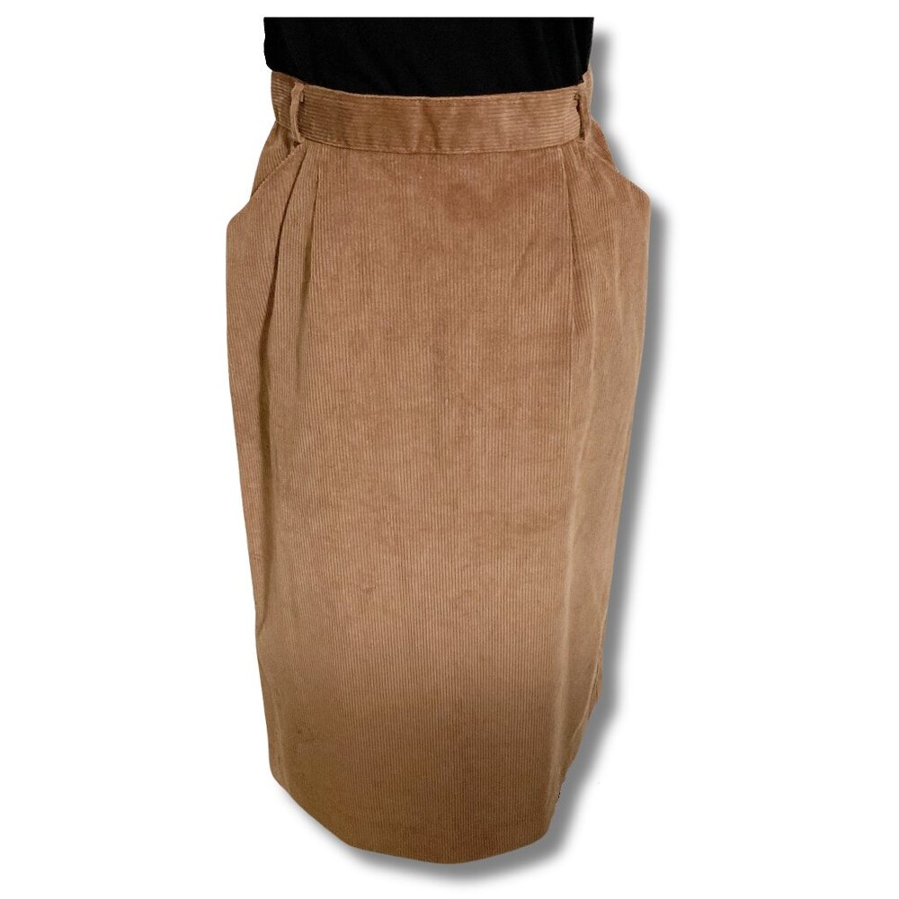 PANT-HER Vintage brown corduroy a-line skirt with pockets ~ XS SMALL midi skirt